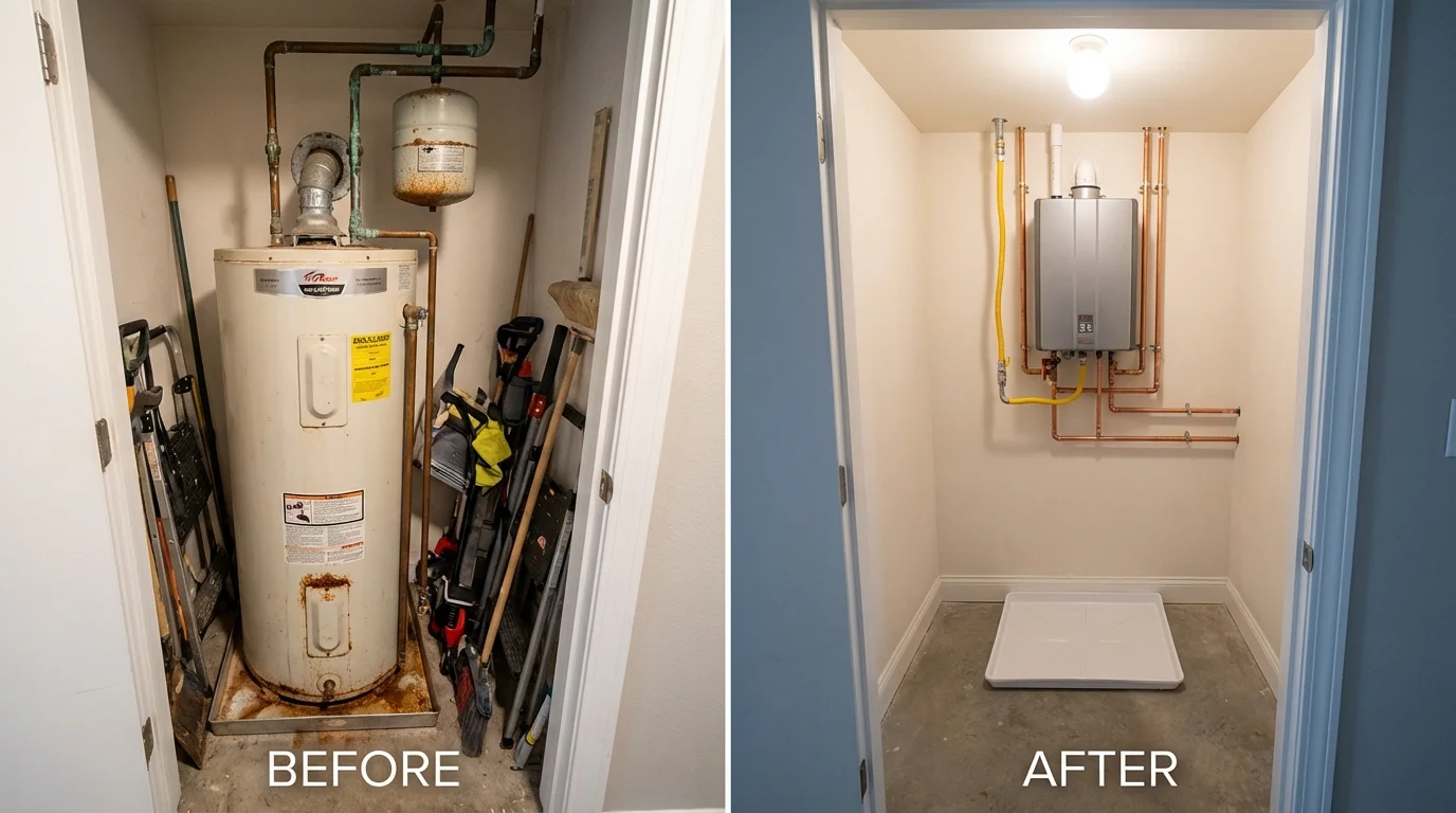 Tank water heater versus wall-mounted tankless unit comparison for Grovetown, GA homeowners