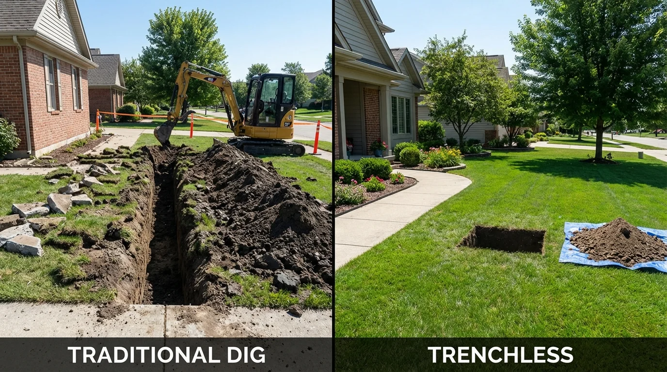 Trenchless sewer repair with minimal yard damage versus traditional excavation in Grovetown, GA